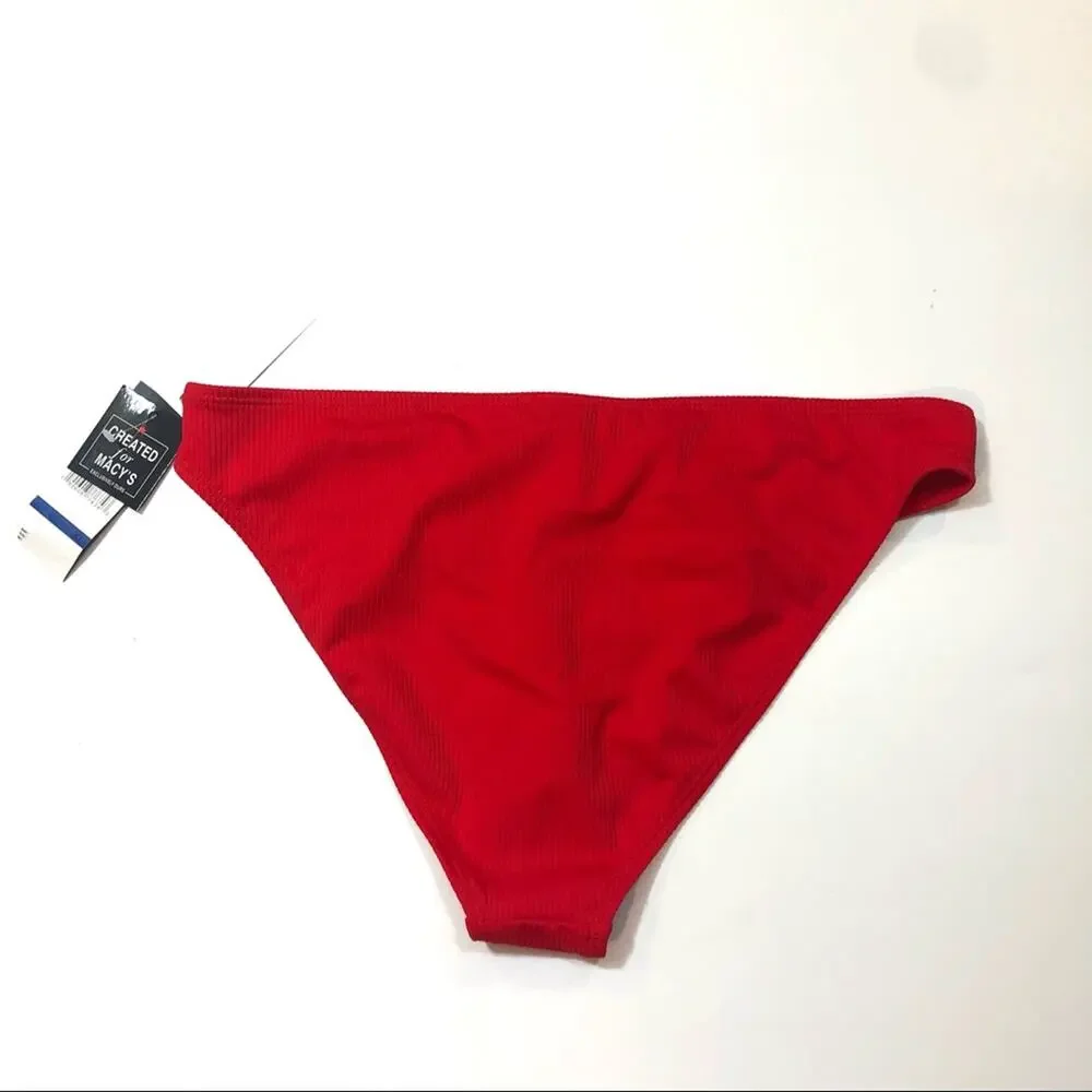 California Waves RED Ribbed Bikini Swim Bottom